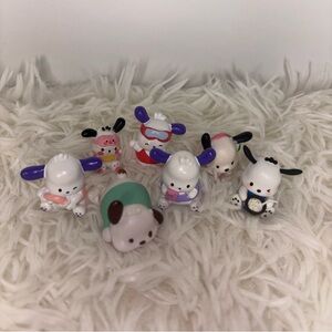 Sanrio Cute Animal Figurines Set - White, Black, Pink, Blue